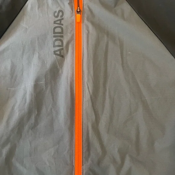 Adidas Men's Gray and Black Windbreaker with Orange Accents - Picture 4 of 4